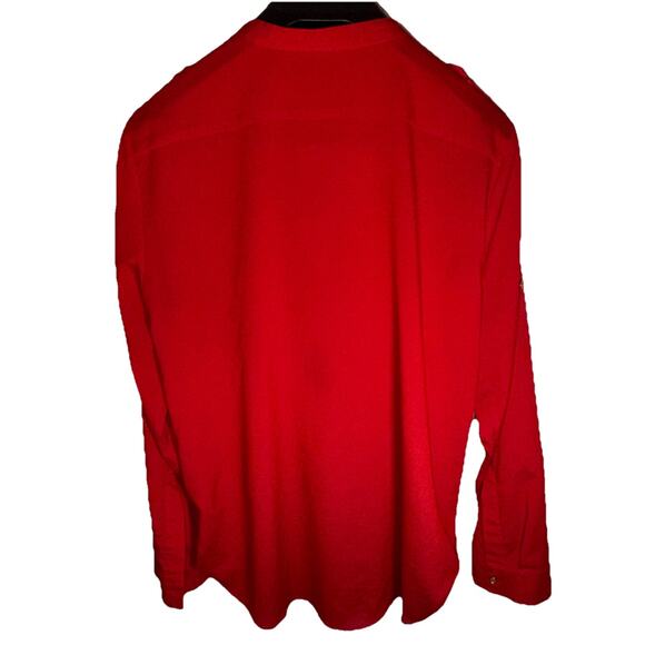 Calvin Klein Red Roll-Tab Sleeve Blouse | XL | Button Front | Classic Office Top - Picture 2 of 6